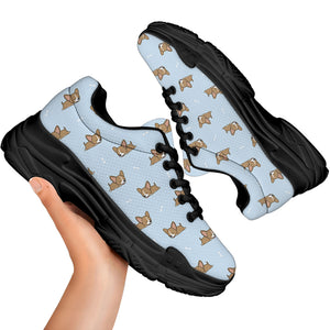 Sleeping Chihuahua Pattern Print Black Chunky Shoes