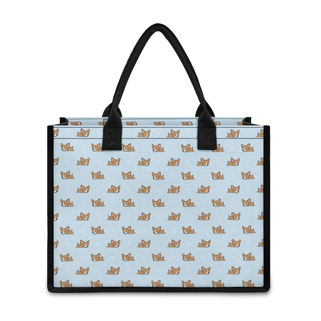 Sleeping Chihuahua Pattern Print Canvas Tote Bag