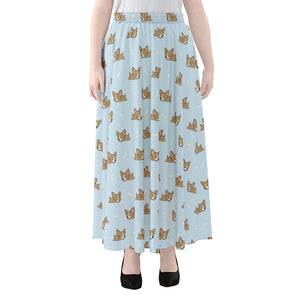 Sleeping Chihuahua Pattern Print Chiffon Maxi Skirt