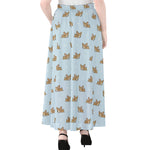 Sleeping Chihuahua Pattern Print Chiffon Maxi Skirt