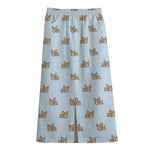 Sleeping Chihuahua Pattern Print Cotton Front Slit Maxi Skirt