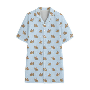 Sleeping Chihuahua Pattern Print Cotton Hawaiian Shirt