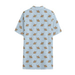 Sleeping Chihuahua Pattern Print Cotton Hawaiian Shirt