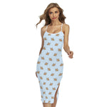 Sleeping Chihuahua Pattern Print Cross Back Cami Dress