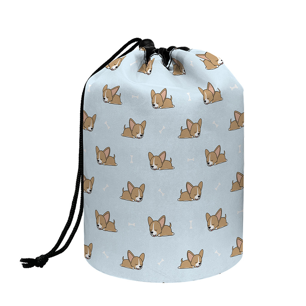 Sleeping Chihuahua Pattern Print Drawstring Makeup Bag