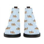 Sleeping Chihuahua Pattern Print Flat Ankle Boots