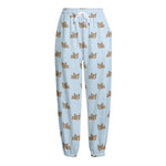 Sleeping Chihuahua Pattern Print Fleece Lined Knit Pants