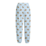 Sleeping Chihuahua Pattern Print Fleece Lined Knit Pants