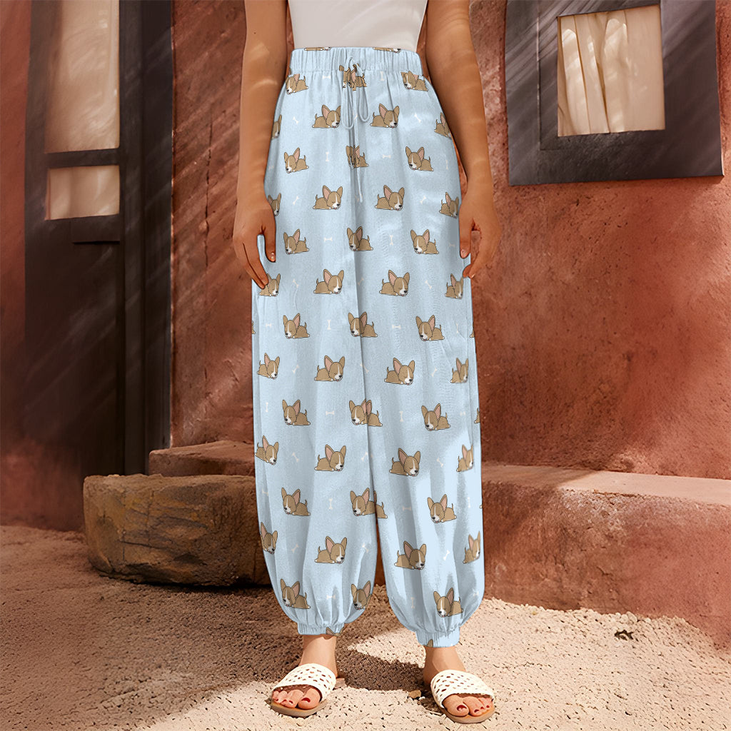 Sleeping Chihuahua Pattern Print Harem Pants