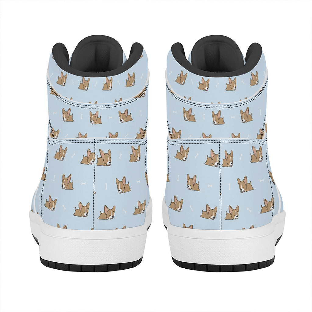 Sleeping Chihuahua Pattern Print High Top Leather Sneakers