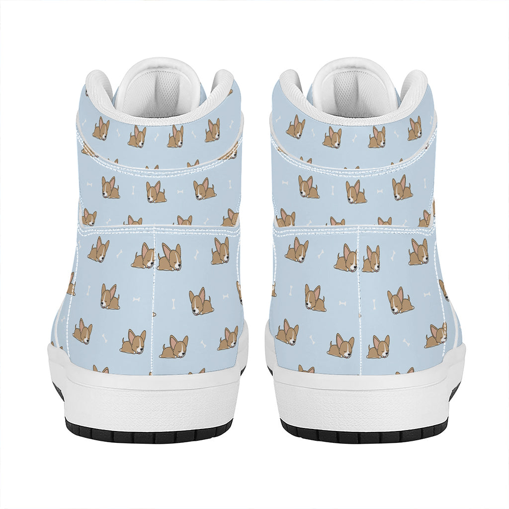 Sleeping Chihuahua Pattern Print High Top Leather Sneakers