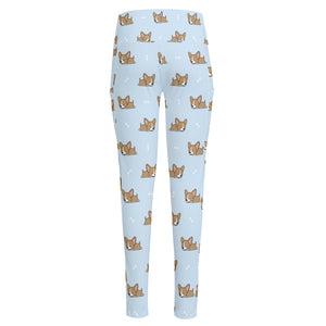 Sleeping Chihuahua Pattern Print High-Waisted Pocket Leggings