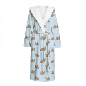 Sleeping Chihuahua Pattern Print Hooded Bathrobe