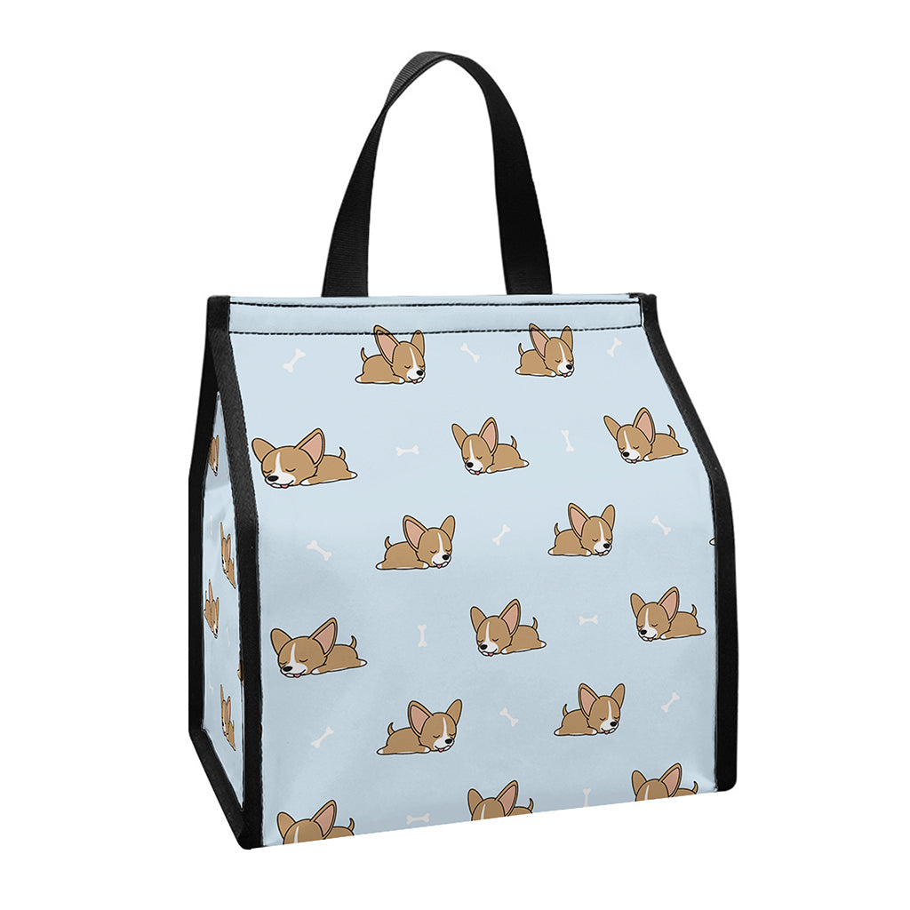 Sleeping Chihuahua Pattern Print Insulated Lunch Tote