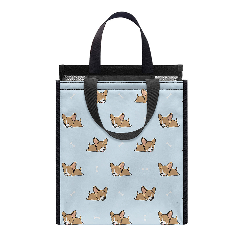 Sleeping Chihuahua Pattern Print Insulated Lunch Tote