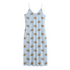 Sleeping Chihuahua Pattern Print Jersey Midi Cami Dress