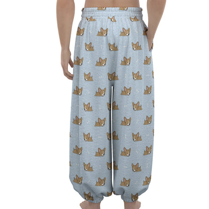 Sleeping Chihuahua Pattern Print Lantern Pants