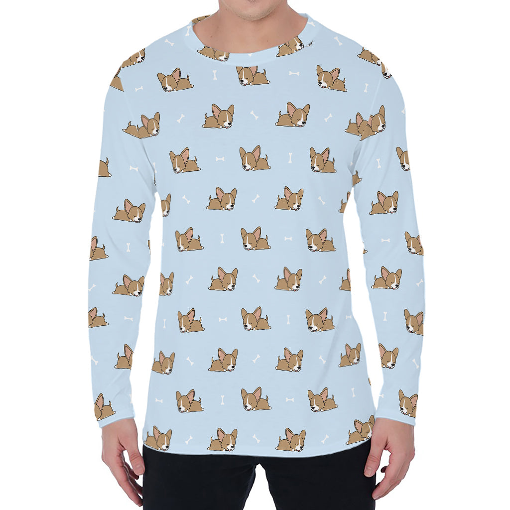 Sleeping Chihuahua Pattern Print Men's Long Sleeve T-Shirt