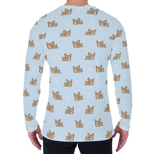 Sleeping Chihuahua Pattern Print Men's Long Sleeve T-Shirt