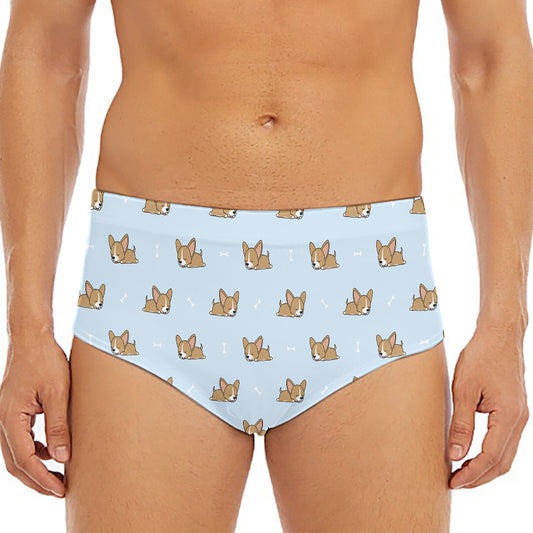 Sleeping Chihuahua Pattern Print Men's Triangle Swim Briefs