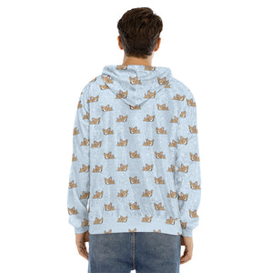 Sleeping Chihuahua Pattern Print Men's Velvet Pullover Hoodie