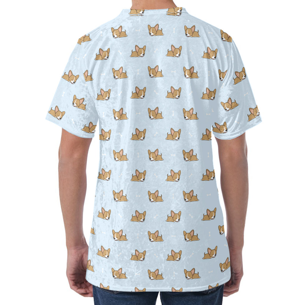 Sleeping Chihuahua Pattern Print Men's Velvet T-Shirt