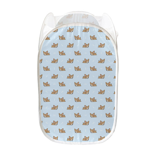 Sleeping Chihuahua Pattern Print Mesh Laundry Hamper