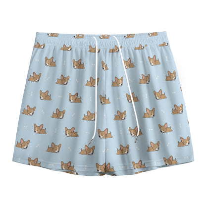 Sleeping Chihuahua Pattern Print Mesh Shorts