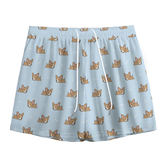 Sleeping Chihuahua Pattern Print Mesh Shorts