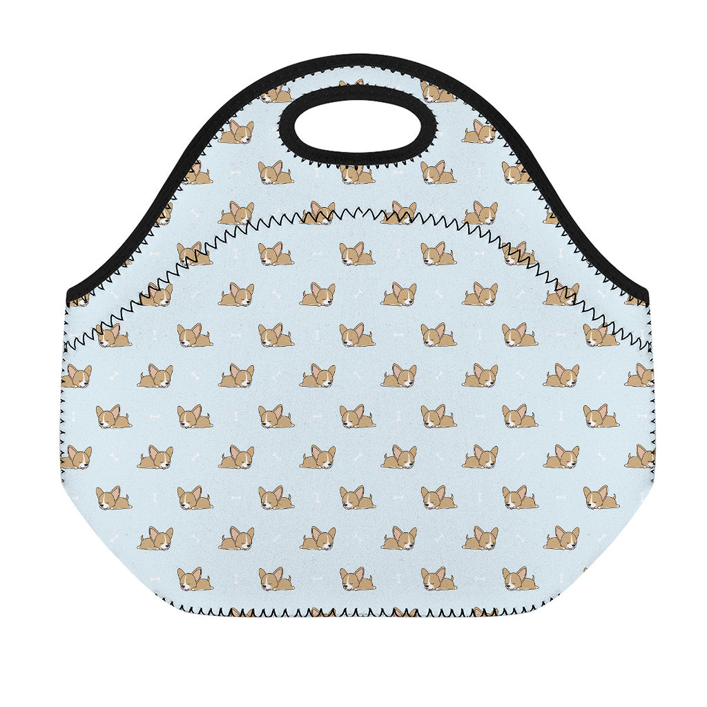 Sleeping Chihuahua Pattern Print Neoprene Lunch Bag