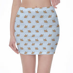 Sleeping Chihuahua Pattern Print Pencil Mini Skirt