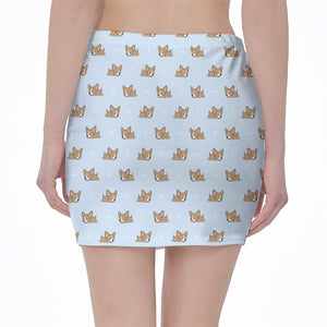 Sleeping Chihuahua Pattern Print Pencil Mini Skirt