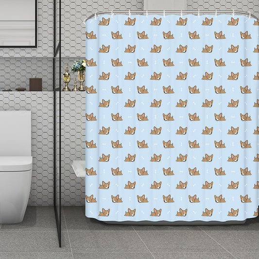 Sleeping Chihuahua Pattern Print Polyester Shower Curtain