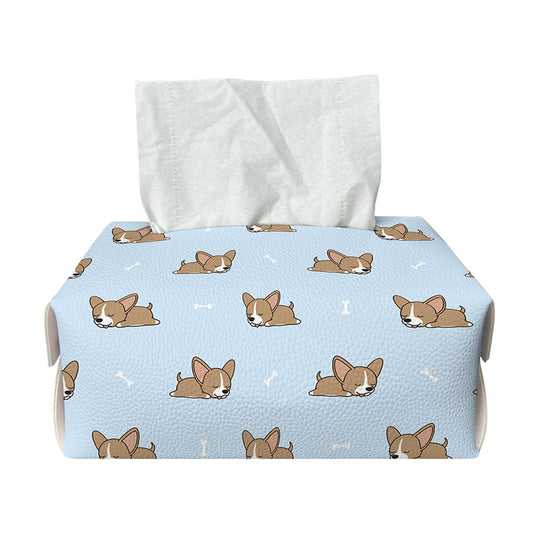 Sleeping Chihuahua Pattern Print Rectangle Tissue Box Cover