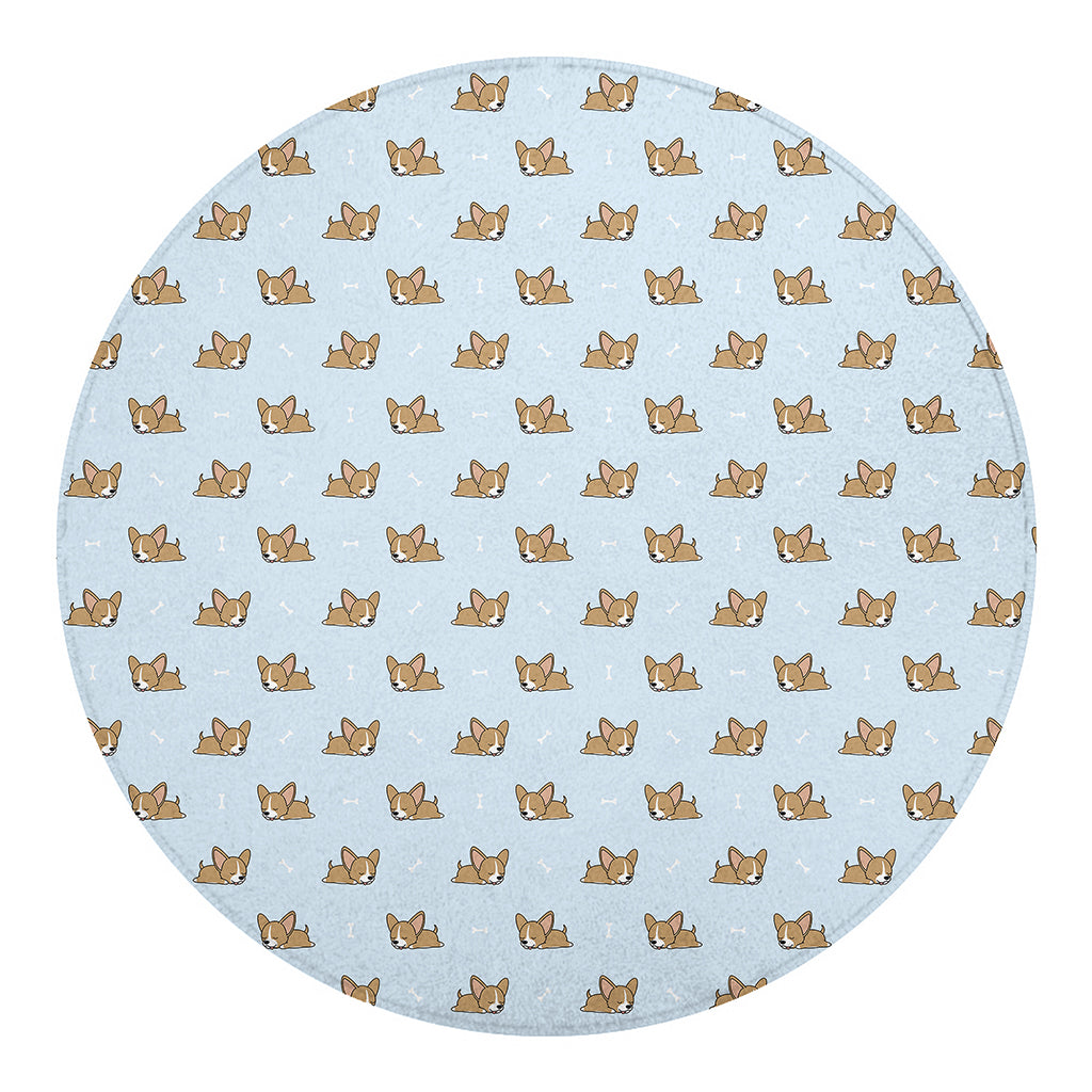 Sleeping Chihuahua Pattern Print Round Blanket