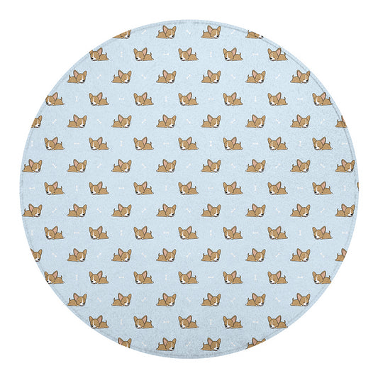 Sleeping Chihuahua Pattern Print Round Blanket