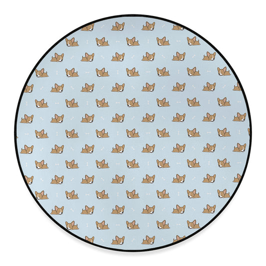 Sleeping Chihuahua Pattern Print Round Floor Mat