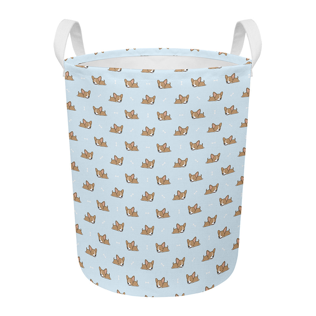 Sleeping Chihuahua Pattern Print Round Laundry Basket
