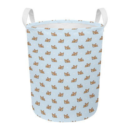 Sleeping Chihuahua Pattern Print Round Laundry Basket