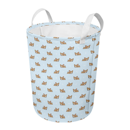 Sleeping Chihuahua Pattern Print Round Laundry Basket