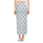 Sleeping Chihuahua Pattern Print Side Slit Maxi Skirt