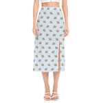 Sleeping Chihuahua Pattern Print Side Slit Midi Skirt