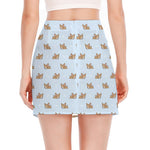 Sleeping Chihuahua Pattern Print Side Slit Mini Skirt