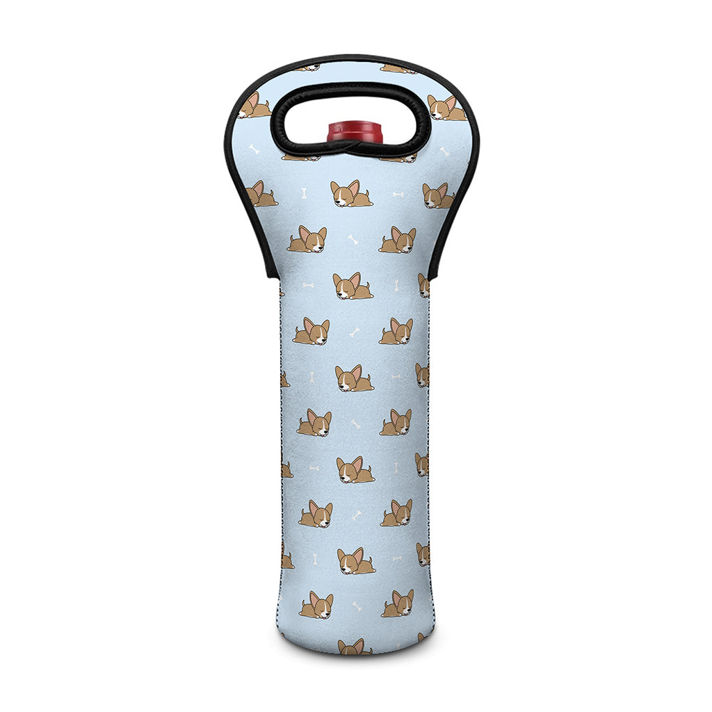 Sleeping Chihuahua Pattern Print Single Neoprene Wine Tote