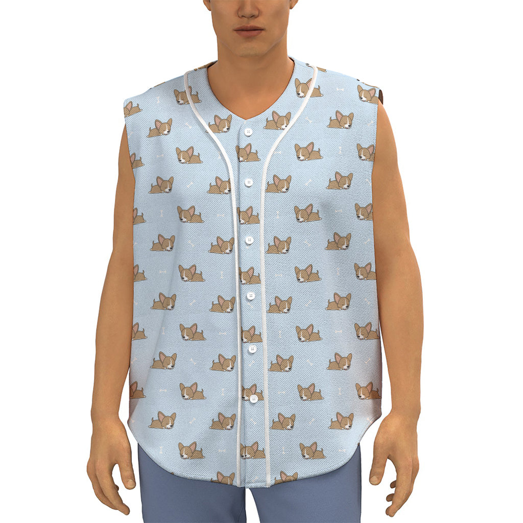 Sleeping Chihuahua Pattern Print Sleeveless Baseball Jersey