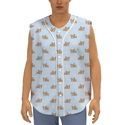 Sleeping Chihuahua Pattern Print Sleeveless Baseball Jersey