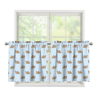 Sleeping Chihuahua Pattern Print Tier Curtains