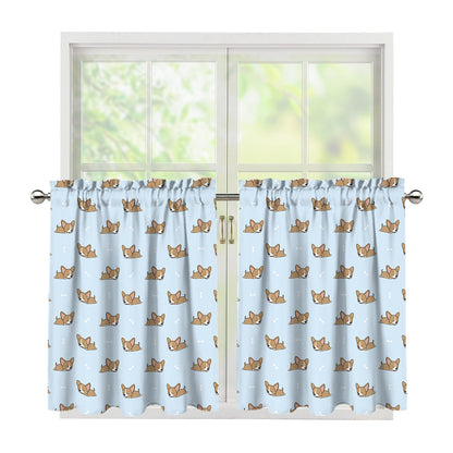 Sleeping Chihuahua Pattern Print Tier Curtains