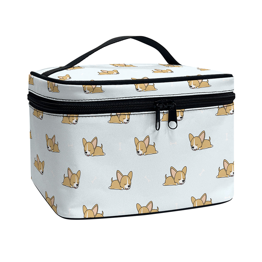 Sleeping Chihuahua Pattern Print Travel Makeup Bag