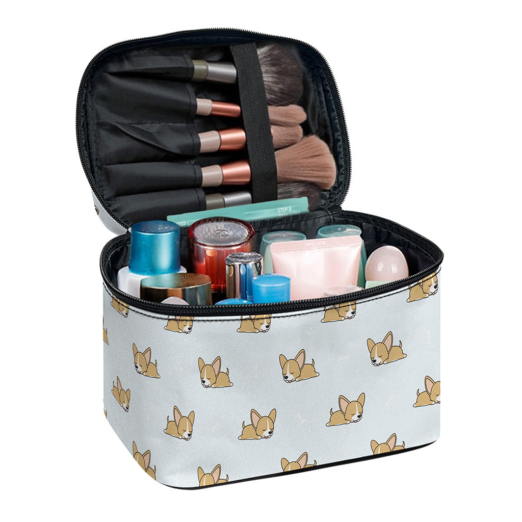 Sleeping Chihuahua Pattern Print Travel Makeup Bag
